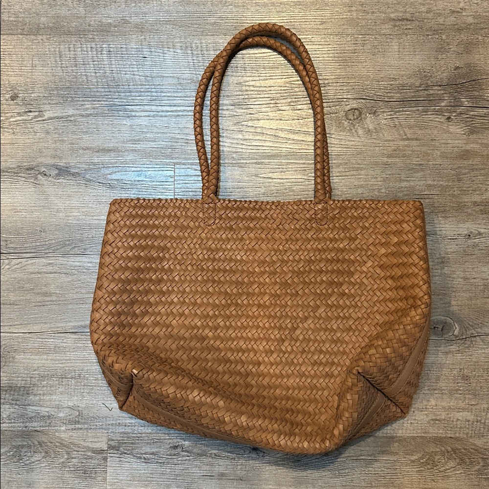 Madewell Woven Leather tote large brown transport bag NEW!